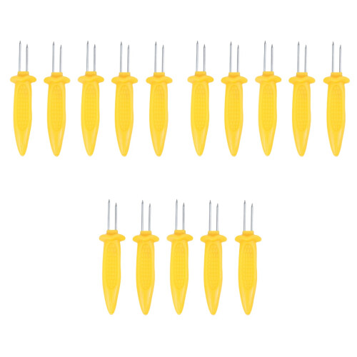 15Pcs Stainless Steel Roasting Sticks Bbq Forks Yellow Corn Handle 2