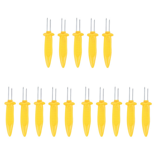15Pcs Stainless Steel Roasting Sticks Bbq Forks Yellow Corn Handle 1