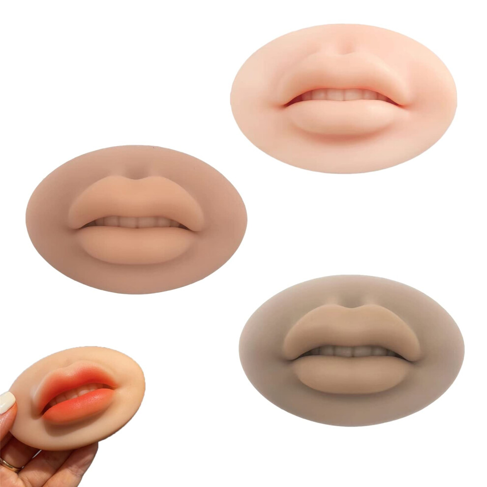 Permanent Makeup Practice Lips Set with Realistic Texture, 3D Silicone Tattoo Skins Mixed Colors