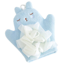 Exfoliating Bath Towel with Dual Textured Surface for Smooth Skin and Spa Shower Scrub Glove Blue
