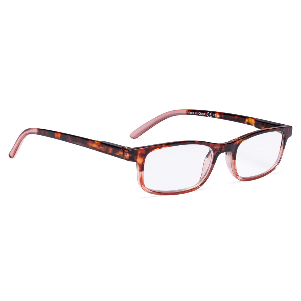 Pink Women's Tortoise Reading Glasses +1.75 Small Lens Lightweight Fashion Clear Near Vision