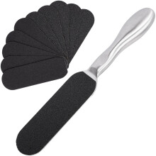Stainless Steel Foot File Callus Remover with 12 Replacement Pads, Double Sided Pedicure Rasp for Smooth Heels