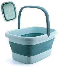 Portable Foot Spa with BuiltIn Massage Rollers, Foldable Deep Basin Foot Bath for Home or Travel, Green 17.5x13.4x3in
