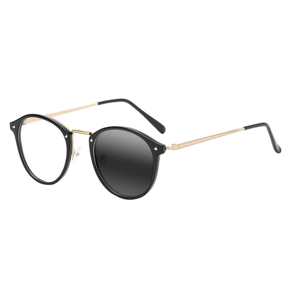 Black Reading Glasses Multifocal Progressive Photochromic Round Frame 3.0X Magnification