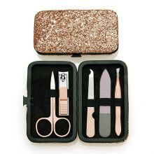 Rose Gold Nail Clipper Set Stainless Steel Manicure Kit with Scissors File Ear Pick, 5pcs
