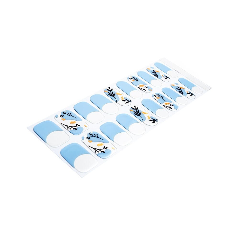 Blue Gel Nail Strips Something Semi Cured, Chip Resistant, No Uv Needed, Salon Quality Finish