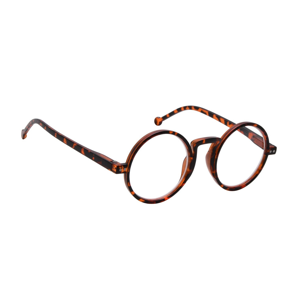 Vintage Tortoise Round Reading Glasses 2.25 Magnification Unisex Classic Readers