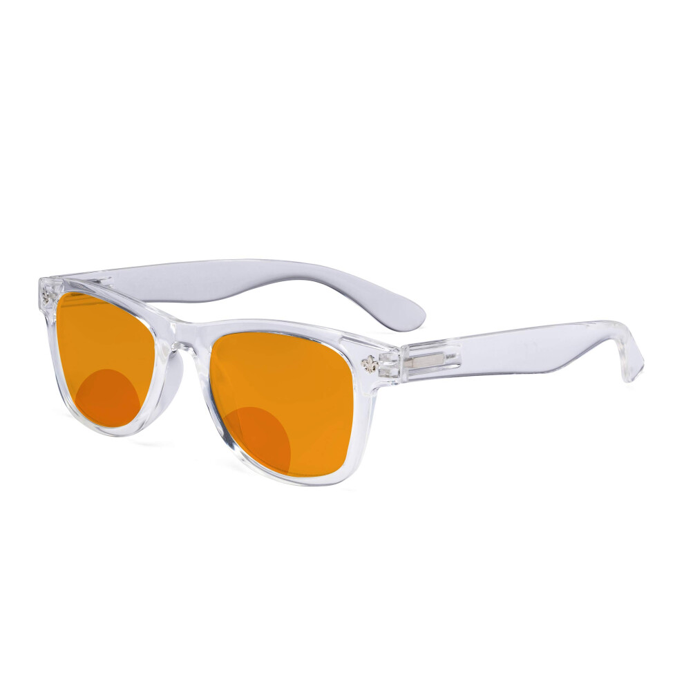 Blue/Light/Orange Blocking Bifocal Reading Glasses For Women +2.00, Tint Lenses Clear Frame