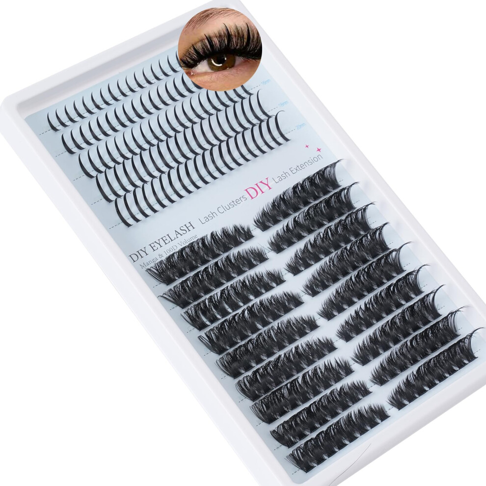 100D Manga Lash Clusters 916mm Wispy Spiky Lash Extensions SalonGrade D Curl Cotton Band