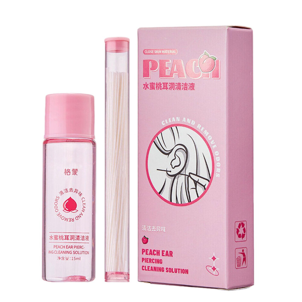 Ear Piercing Cleaner Kit with Odor Removal, Gentle Botanical Formula and Peach Scent