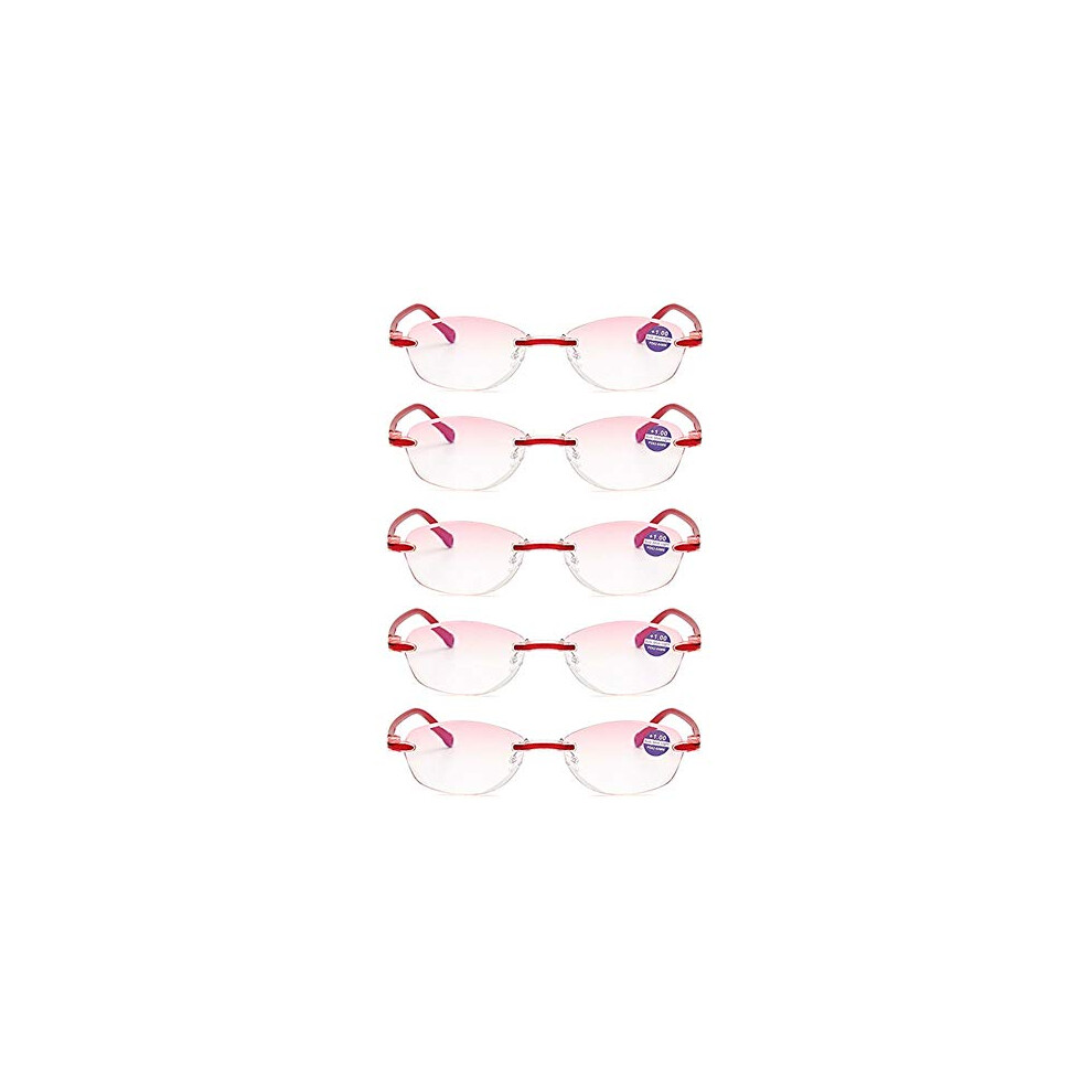 Women's Rimless Reading Glasses 5 Pack Blue Light Blocking Diamond Cut Lightweight Design
