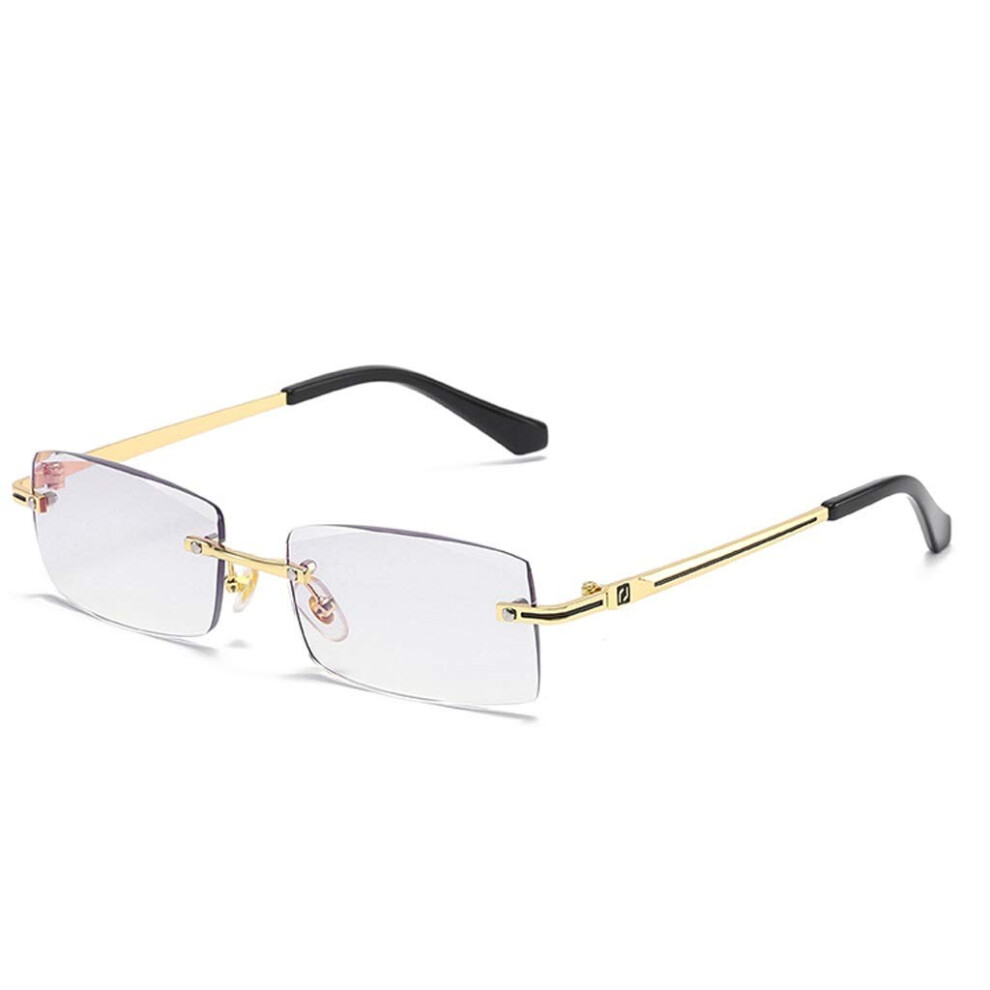 Reading Glasses +2.5 Gold Rectangle Blue Light Blocking Computer Eyewear for Men and Women
