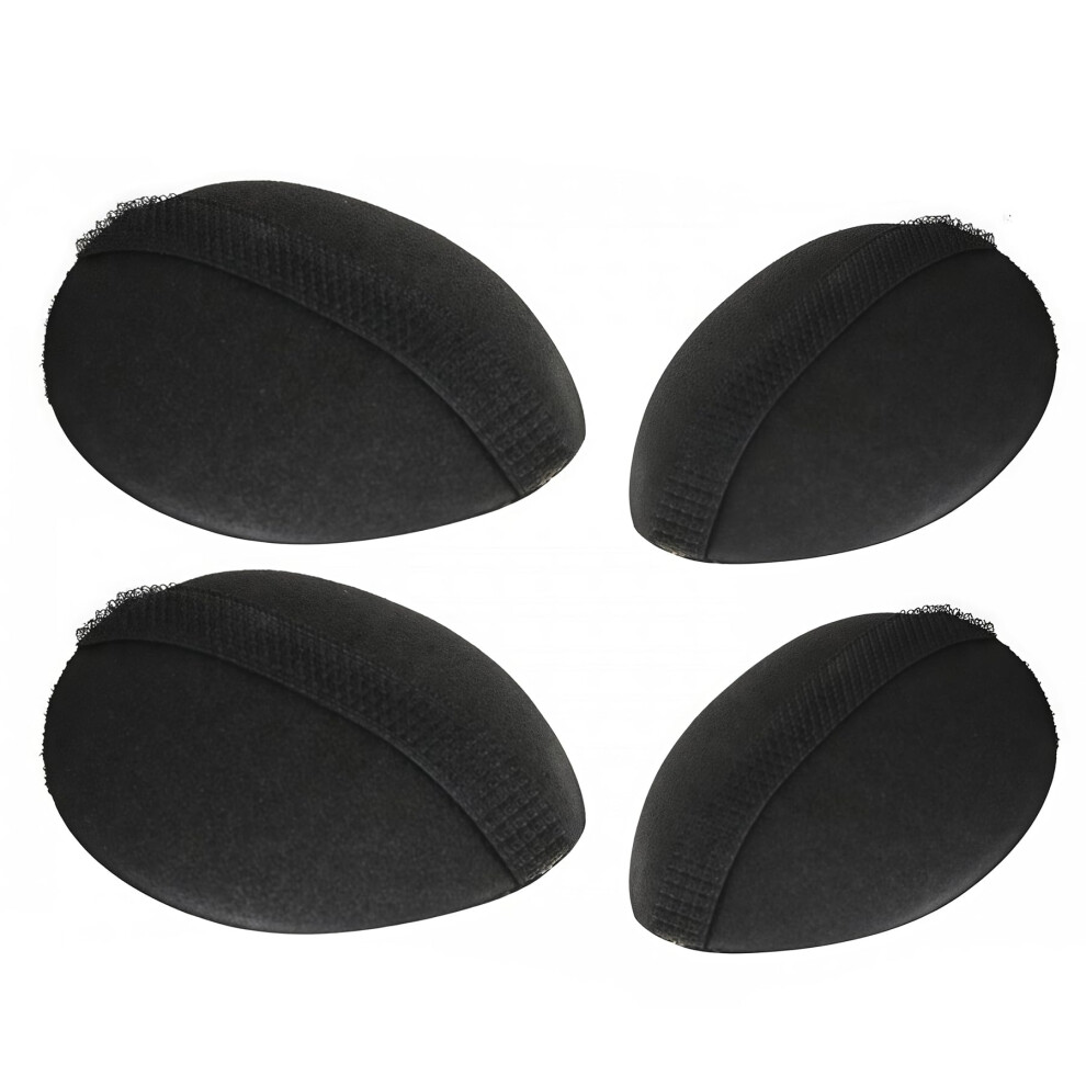 Black 4Pcs Hair Volume Insert And Bun Maker Set, Invisible Boost, Secure Grip, Dual Size