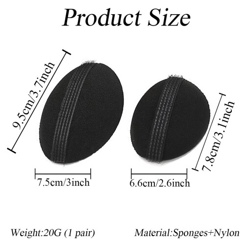 4Pcs Hair Volume Insert and Bun Maker Set, Invisible Boost, Secure Grip, Black Dual Size 1