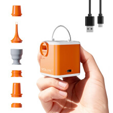 Portable Air Pump with LED Light, Rechargeable Mini Electric Inflator for Camping, Mattress and Bags