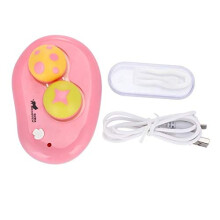 Electric Contact Lens Cleaner with Ultrasonic 2 in 1 Storage Mushroom Design Travel Friendly Pink