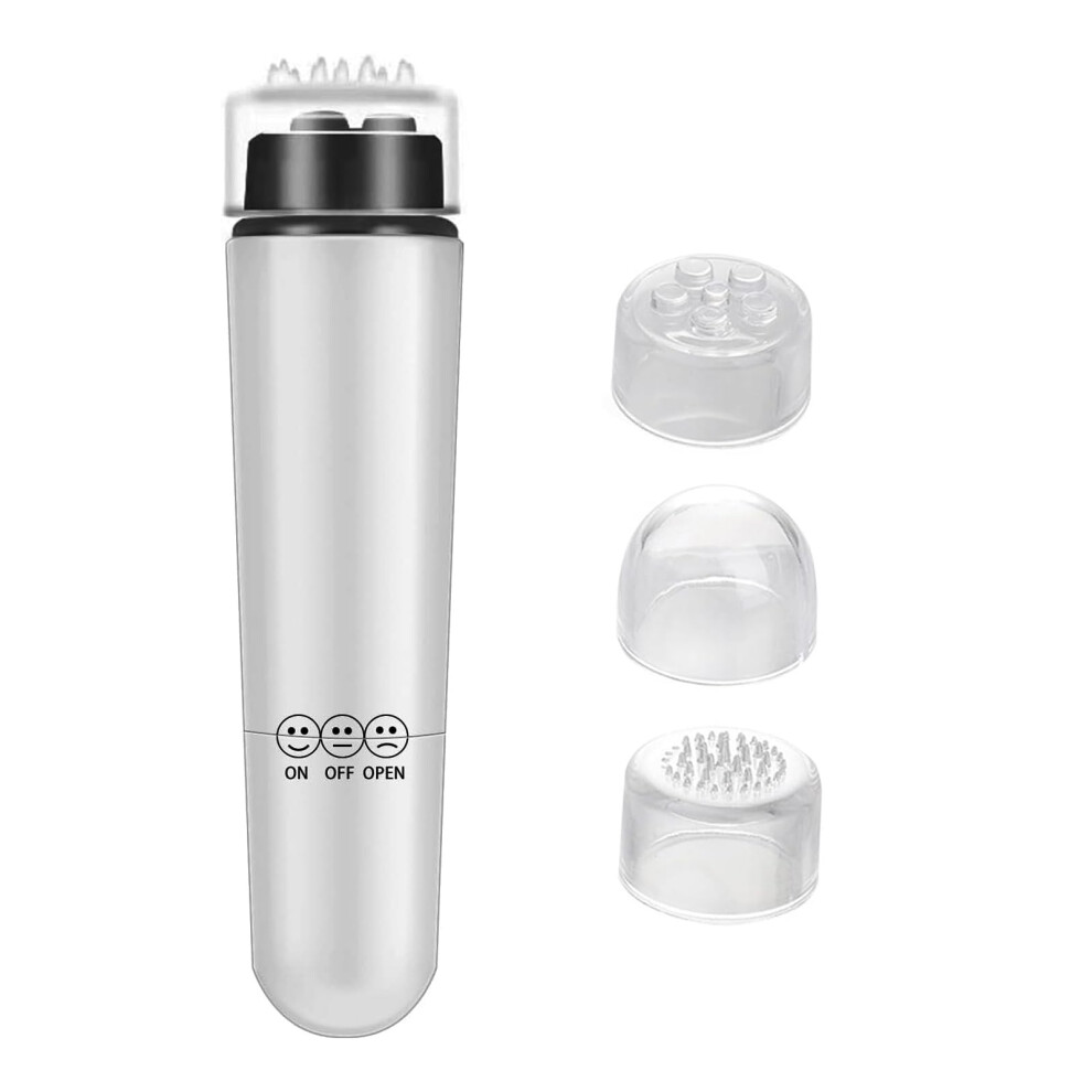 White Mini Face Massager With Multiple Heads For Neck And Back, Compact Battery Operated
