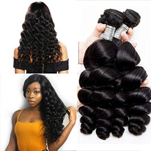 Loose Wave Hair Bundles Brazilian Virgin Remy Extensions for Black Women 10 12 14 Inch Natural