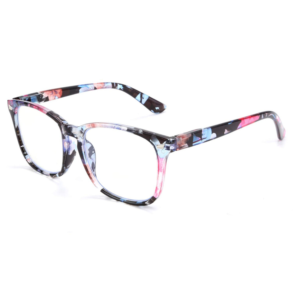 Blue/Light Vintage Floral Reading Glasses 1.75X Magnification With Protection For Women