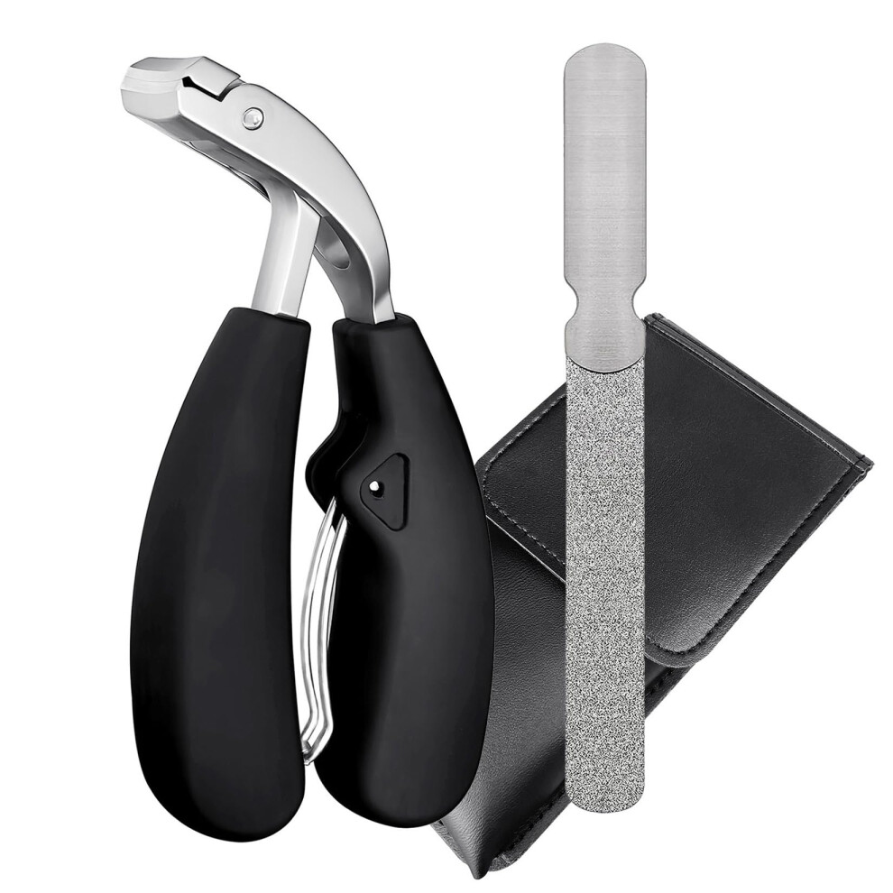 Toenail Clippers for Thick Nails Seniors, Ergonomic Large Grip with Angled Head and Clipping Catcher