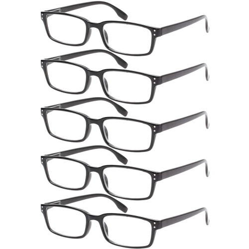 5 Pack Blue Light Blocking Reading Glasses +2.0 Anti Glare Spring Hinge Lightweight Unisex
