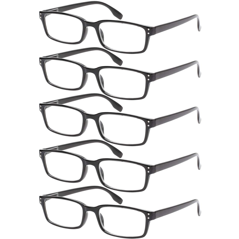 Blue Light Blocking Reading Glasses +2.5 Anti Glare Lightweight Spring Hinge 5 Pack for Men Women