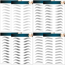 Eyebrow Tattoo Stickers 8 Sheets Waterproof 4D HairLike Temporary Eyebrows Peel Off Black Gray