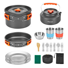 Camping Cookware Set 22Pcs Lightweight Mess Kit for Two with Nesting Pots and Pans for Hiking Picnic