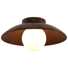 Flush Mount Ceiling Light 11.8 Inch Walnut Vintage Glass Globe Fixture for Hallway and Living Room