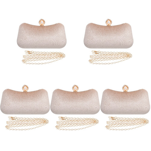 5Sets Beiger Abend Clutch Bag Mit Perlen Damen 1