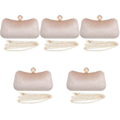 5Sets Beiger Abend Clutch Bag Mit Perlen Damen 2