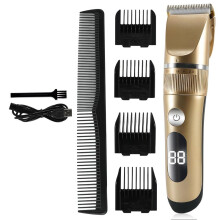 Mens Hair Clippers Cordless Rechargeable Trimmer with LCD Display and Precision Length Adjustment Gold