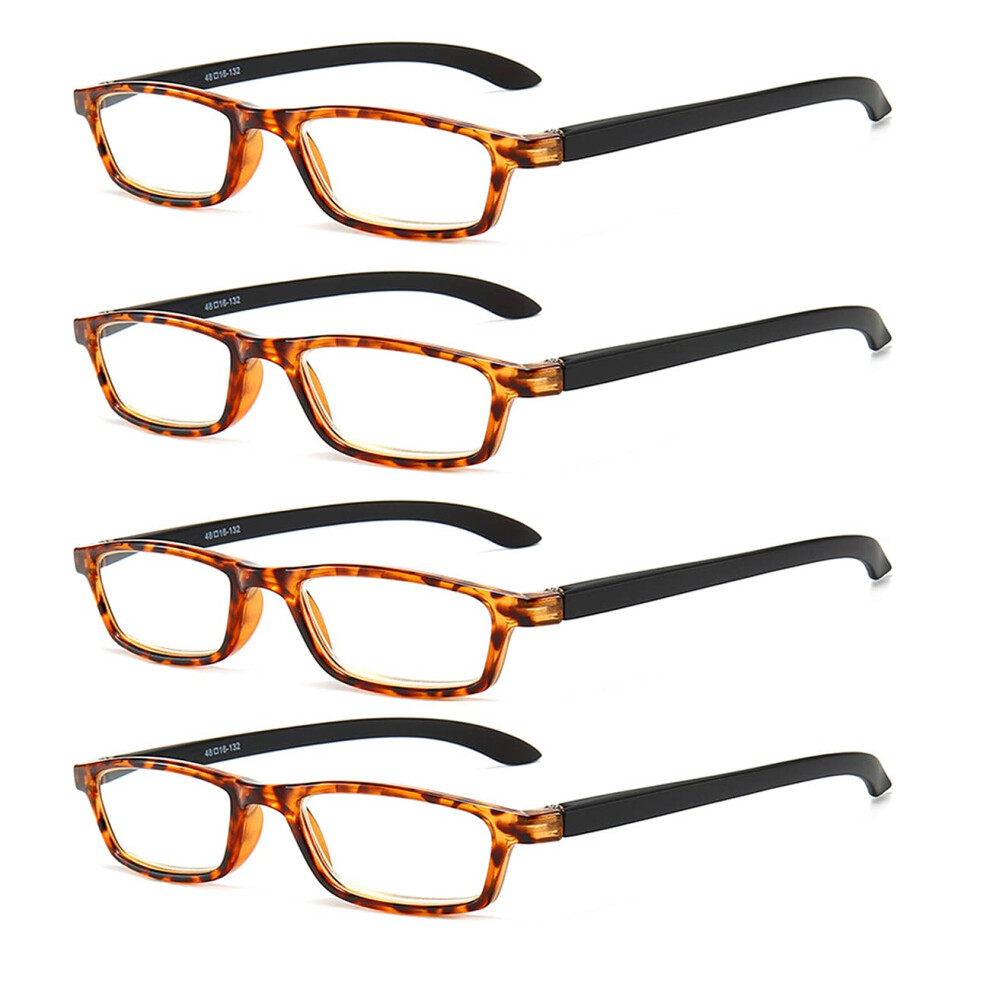 Blue/Light Blocking Reading Glasses +3.50 Magnification 4 Pack Unisex Tortoise Frames Anti Eyestrain