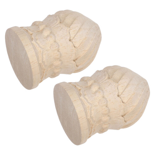 6Stk Beige Holz Ananas Möbelkappen Handgeschnitzt 2