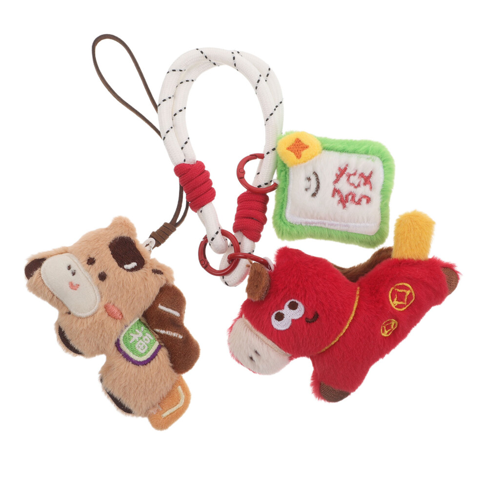 2Pcs Soft Plush Horse Pendant Cute Mobile Phone Bag Charms 3632197206377