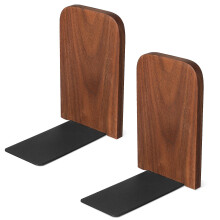 4Pcs Walnut Wood Bookends Decorative Stable for Bookshelves
