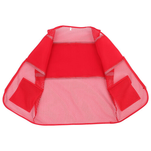 2Pcs Red Reflective Mesh Vest with Multiple Pockets Zipper for Work