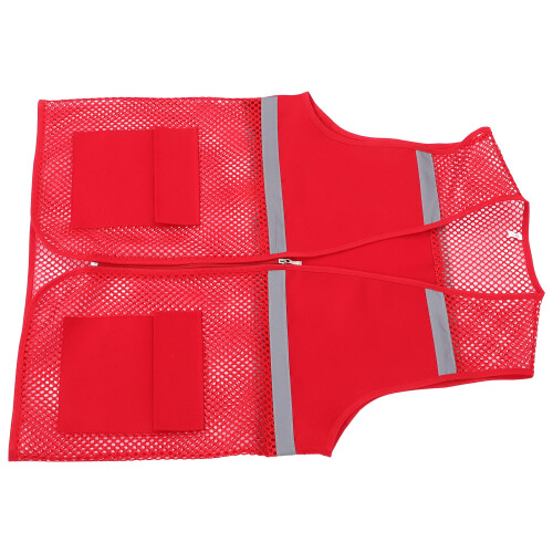 2Pcs Red Reflective Mesh Vest with Multiple Pockets Zipper for Work 1