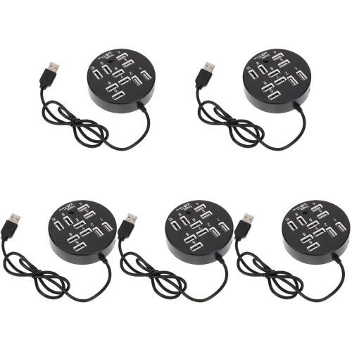 5Pcs USB Multiport Hub Black for Computer with Low Power Consumption 1