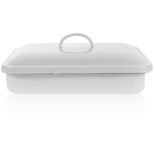 3Pcs Heat-Resistant White Enamel Baking Trays for Home Kitchen 1