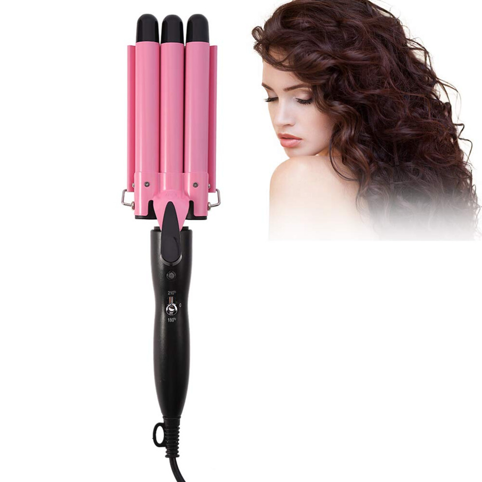 Triple Barrel Curling Iron with Tourmaline Ceramic, Adjustable Heat for Fast Beach Waves, 3#