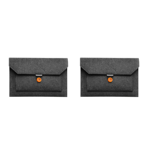 2Pcs Black Felt Laptop Pouch For 14 Inch Tablet And Computer 2