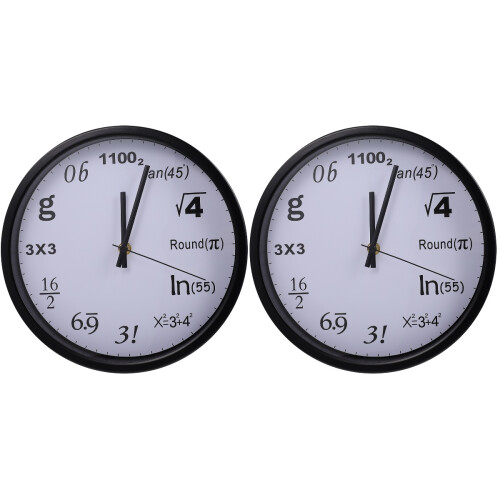 2Pcs Modern White Wall Clock with Math Room Decor 1