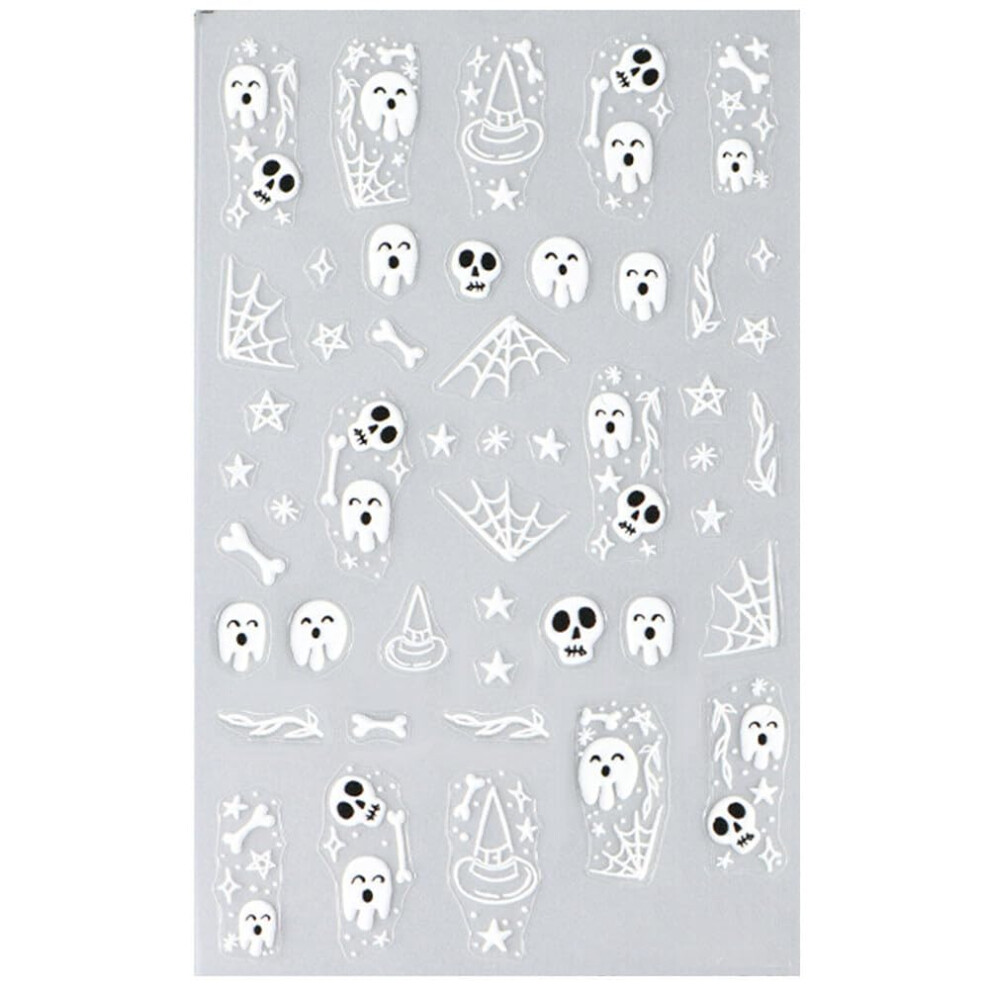 Halloween Nail Stickers 5D Embossed Ghost Skull Spider SelfAdhesive Nail Art Decals for Halloween Manicure