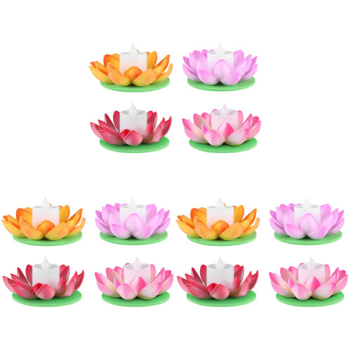 12Pcs Assorted Color LED Lotus Pool Decorations Battery 1