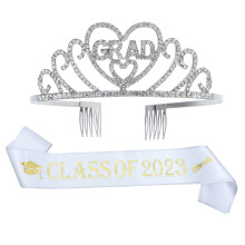 1Set Assorted Color Graduation Sash and Crown Kit Polyester Zinc Alloy