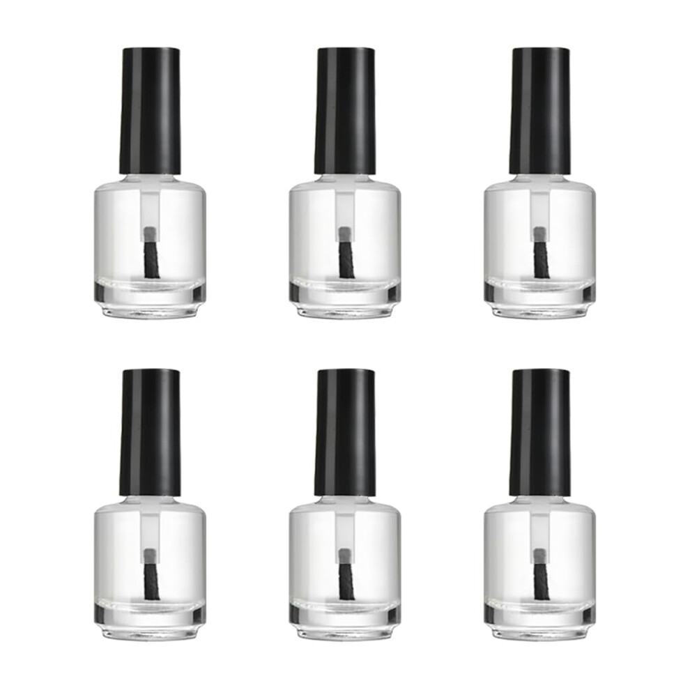 6 Pcs 15ml Clear Glass Empty Nail Polish Bottles with Brush Cap, Refillable DIY Containers