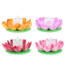 12St Kunststof Lotus Lampen Met LED Lichtjes in Verschillende Kleuren