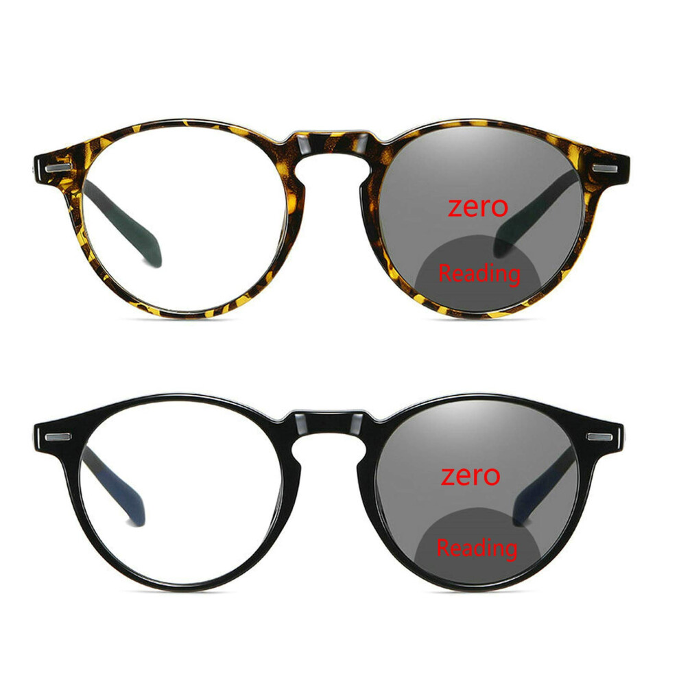 Black 2 Pack Bifocal Photochromic Reading Glasses Uv400 2.25X Magnification Leopard And Set