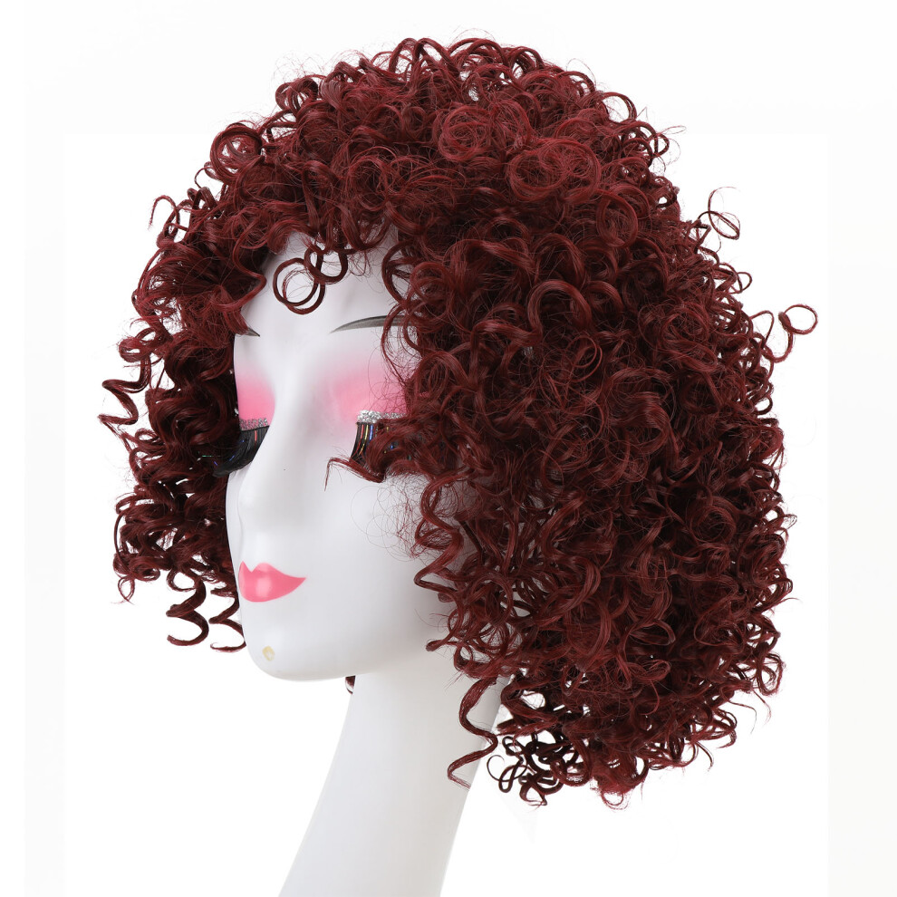 Burgundy Curly Wig High Temp Fiber Breathable Bouncy Daily Wear